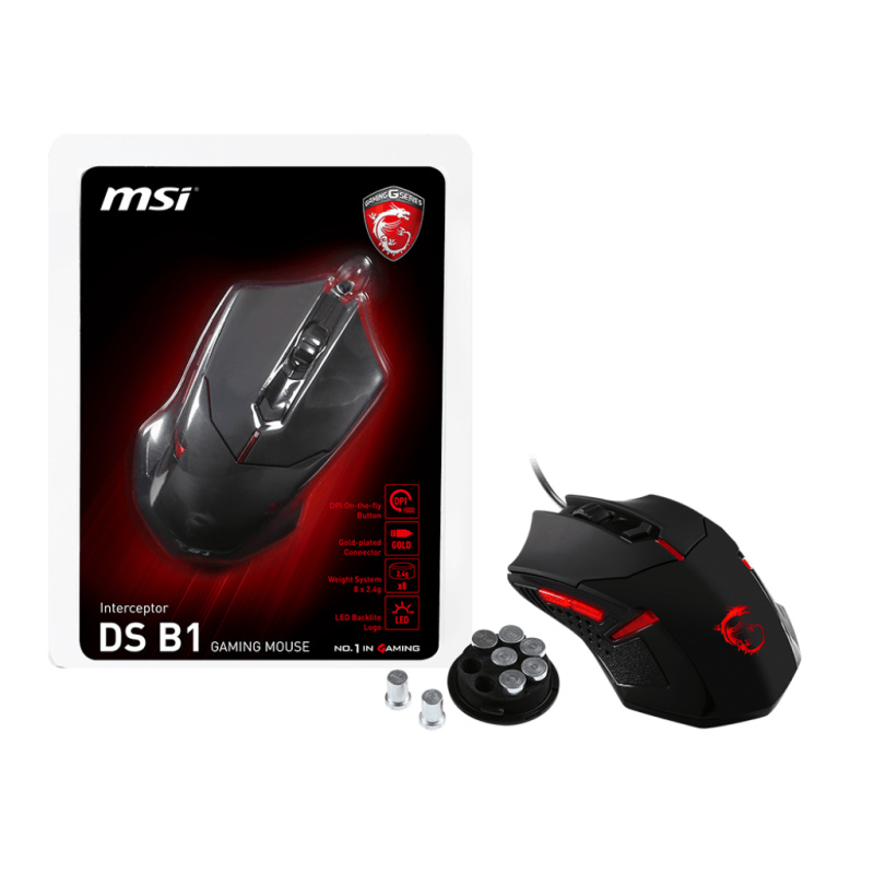 MSI Interceptor DS B1 souris Gaming Ambidextre USB Type-A Optique 1600 DPI