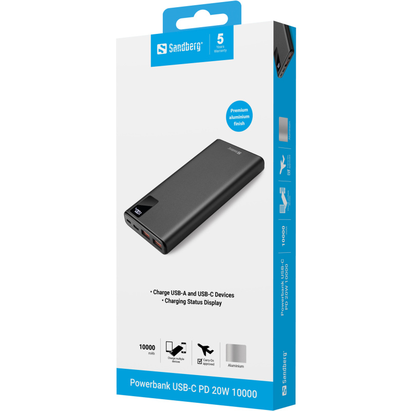 Sandberg 420-58 banque d'alimentation électrique 10000 mAh Noir