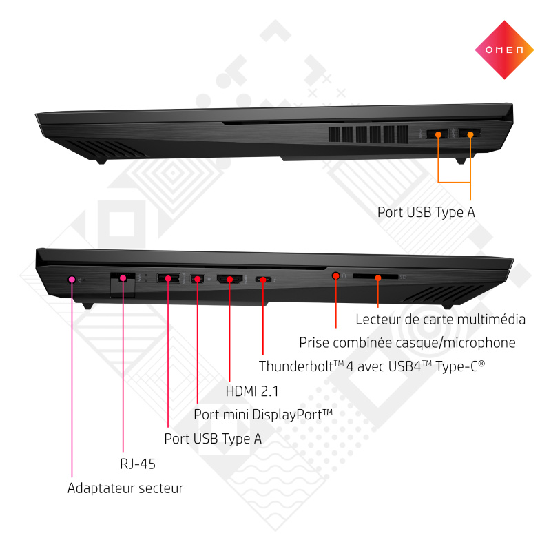 OMEN by HP 17-ck2013nf Intel® Core™ i7 i7-13700HX Ordinateur portable 43,9 cm (17.3") Quad HD 32 Go DDR5-SDRAM 1 To SSD NVIDIA GeForce RTX 4090 Wi-Fi 6E (802.11ax) Windows 11 Home Noir