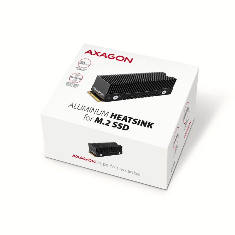Axagon CLR-M2XT M.2 SSD Passivkühler Aluminium - 2280 M.2 NVMe SSD, Disque électronique Dissipateur thermique/Radiateur Noir, Gris 1 pièce(s)