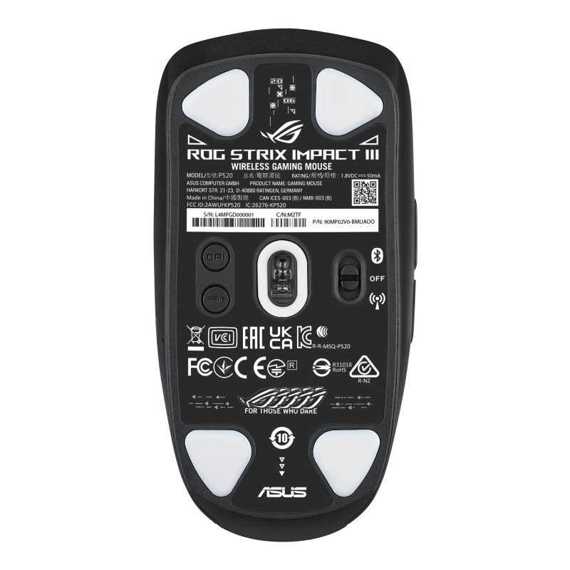 ASUS ROG Strix Impact III Wireless souris Gaming Ambidextre RF sans fil + Bluetooth Optique 36000 DPI