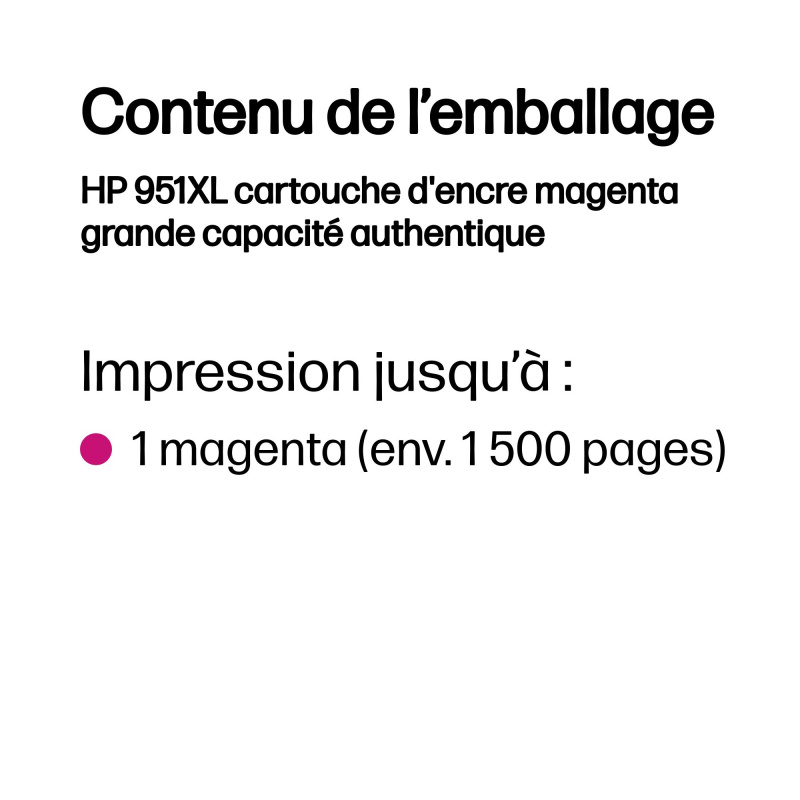 HP 951XL cartouche d'encre magenta grande capacité authentique