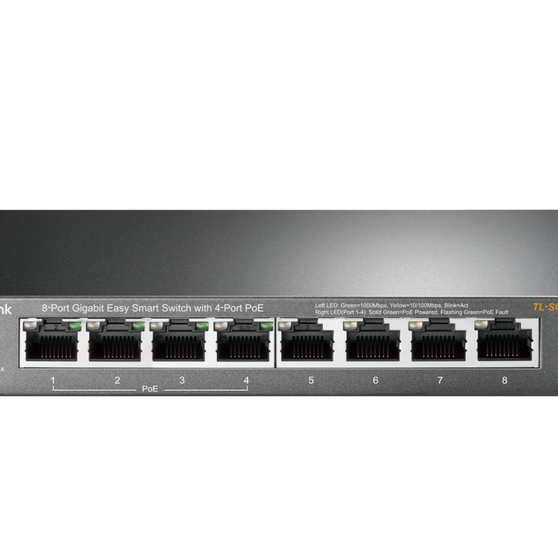 TP-Link TL-SG108PE Géré L2 Gigabit Ethernet (10/100/1000) Connexion Ethernet, supportant l'alimentation via ce port (PoE) Noir