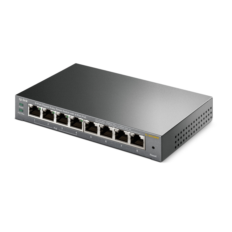 TP-Link TL-SG108PE Géré L2 Gigabit Ethernet (10/100/1000) Connexion Ethernet, supportant l'alimentation via ce port (PoE) Noir