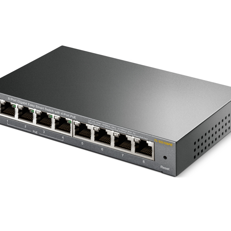 TP-Link TL-SG108PE Géré L2 Gigabit Ethernet (10/100/1000) Connexion Ethernet, supportant l'alimentation via ce port (PoE) Noir