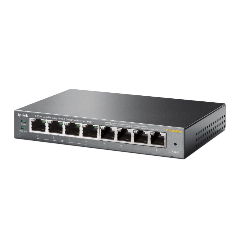 TP-Link TL-SG108PE Géré L2 Gigabit Ethernet (10/100/1000) Connexion Ethernet, supportant l'alimentation via ce port (PoE) Noir