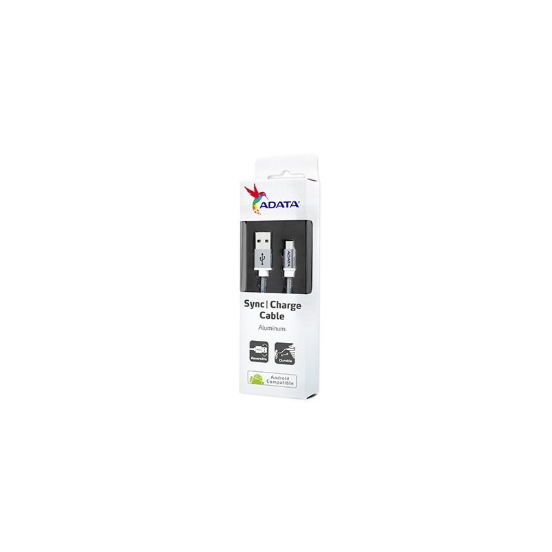 ADATA 1m, USB2.0-A/USB2.0 Micro-B câble USB USB A Micro-USB B Argent