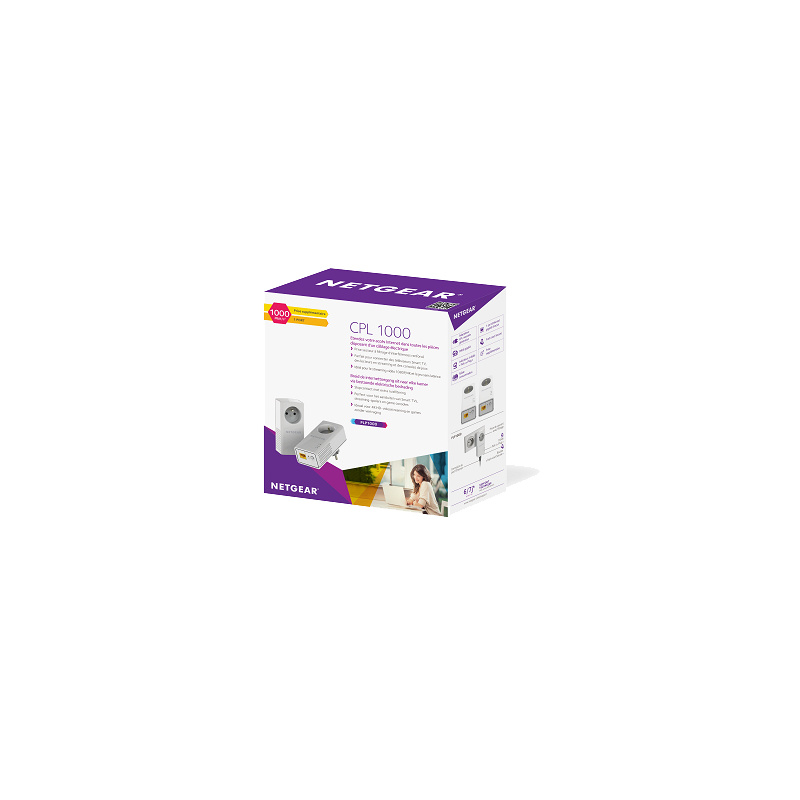 NETGEAR PLP1000-100FRS Adaptateur réseau CPL 1000 Mbit/s Ethernet/LAN Blanc 2 pièce(s)