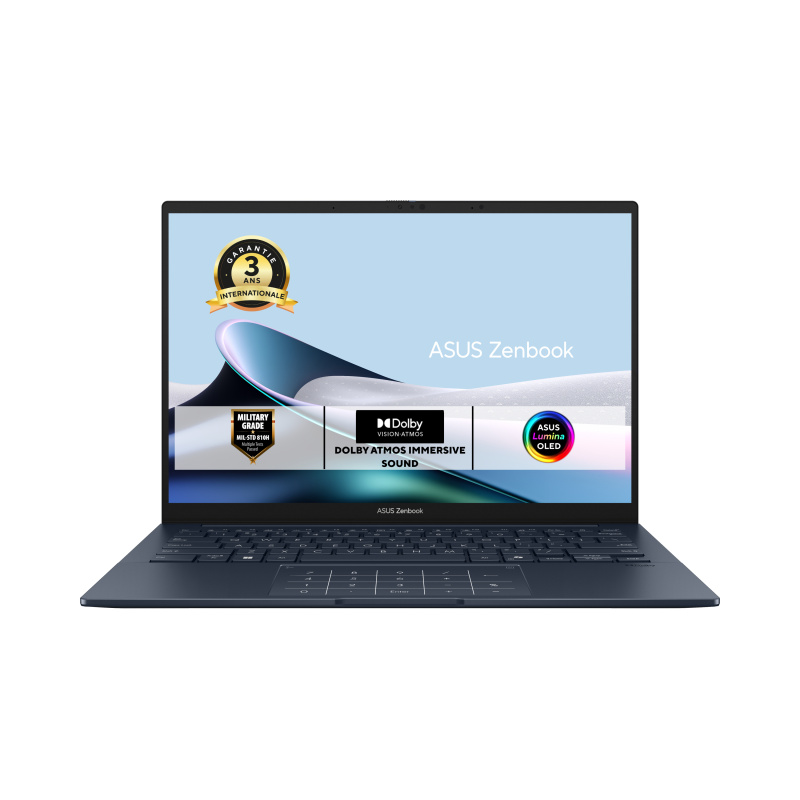ASUS Zenbook 14 UX3405CA-DICQD1120X Intel Core Ultra 5 225H Ordinateur portable 35,6 cm (14") WUXGA 16 Go LPDDR5x-SDRAM 512 Go SSD Wi-Fi 7 (802.11be) Windows 11 Pro Bleu