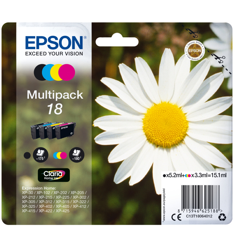 Epson Daisy Multipack "Pâquerette" 18 - Encre Claria Home N,C,M,J