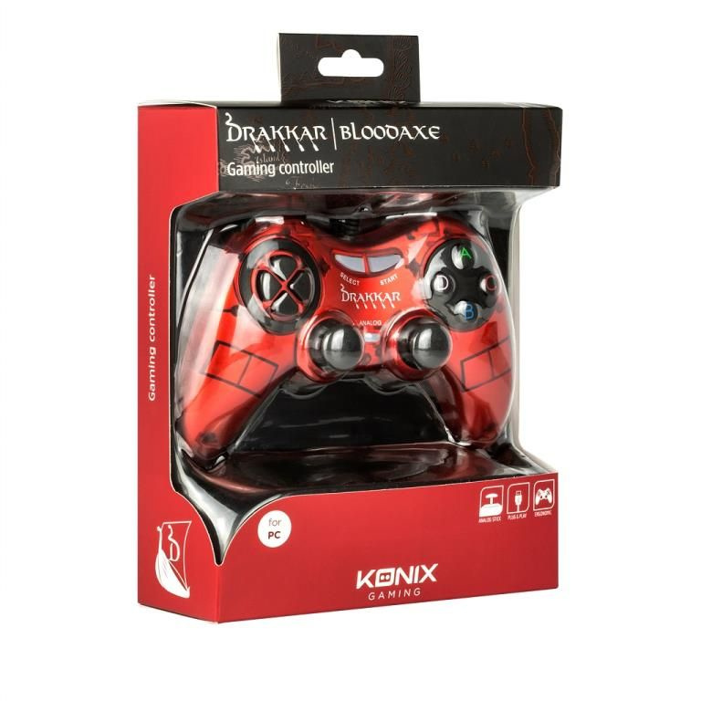 Konix Drakkar Blood Axe Rouge USB Manette de jeu Analogique/Numérique PC