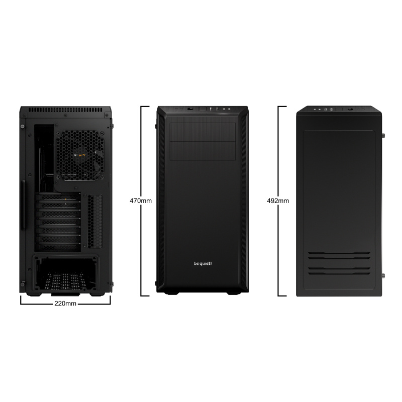 be quiet! Pure Base 600 Noir | Boîtier PC vitré, Mini ITX / Micro ATX / ATX,1 ventilateur Pure Wings 2 120 mm, 1 ventilateur Pure Wings 2 140 mm