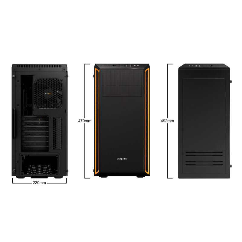 be quiet! Pure Base 600 Orange | Boîtier PC vitré, Mini ITX / Micro ATX / ATX,1 ventilateur Pure Wings 2 120 mm, 1 ventilateur Pure Wings 2 140 mm