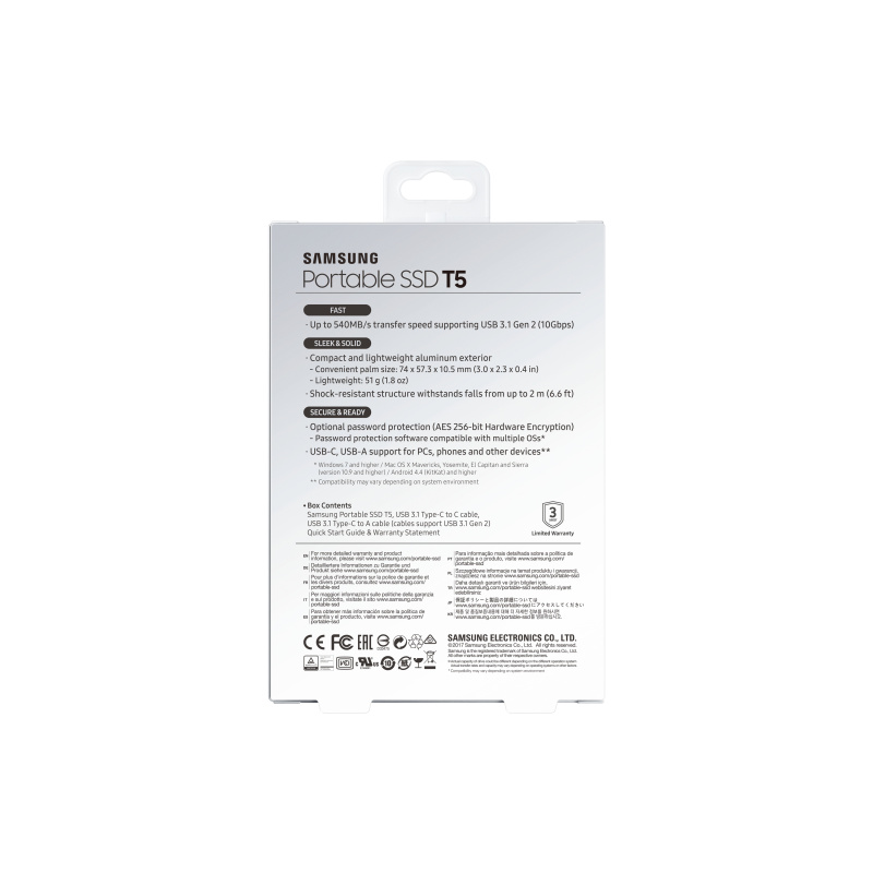 Samsung T5 1 To USB Type-C 3.2 Gen 2 (3.1 Gen 2) Noir
