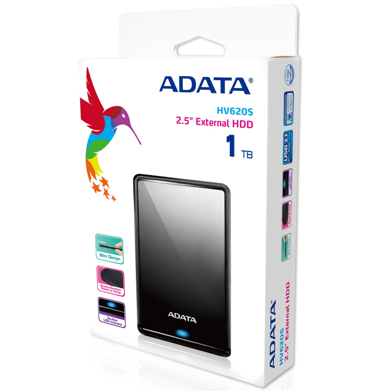 ADATA HV620S disque dur externe 1 To 2.5" Micro-USB B 3.2 Gen 1 (3.1 Gen 1) Noir