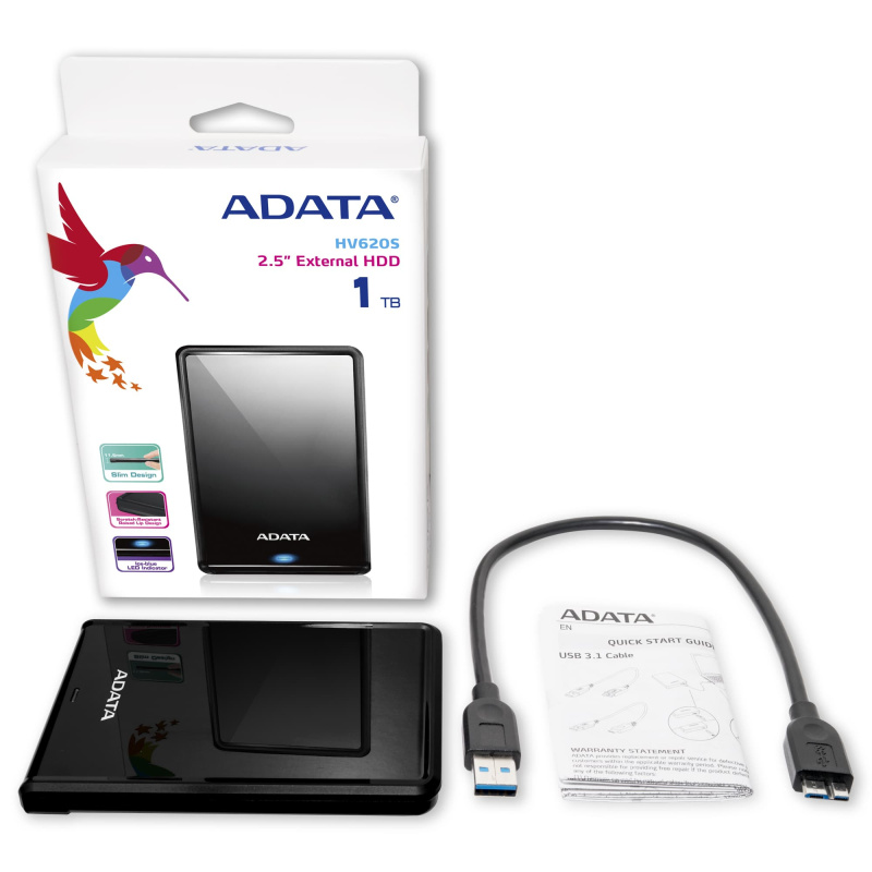 ADATA HV620S disque dur externe 1 To 2.5" Micro-USB B 3.2 Gen 1 (3.1 Gen 1) Noir