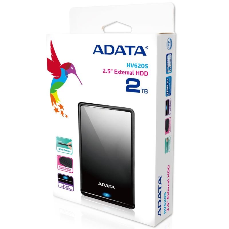ADATA AHV620S-2TU3-CBK disque dur externe 2 To 2.5" Micro-USB B 3.2 Gen 1 (3.1 Gen 1) Noir