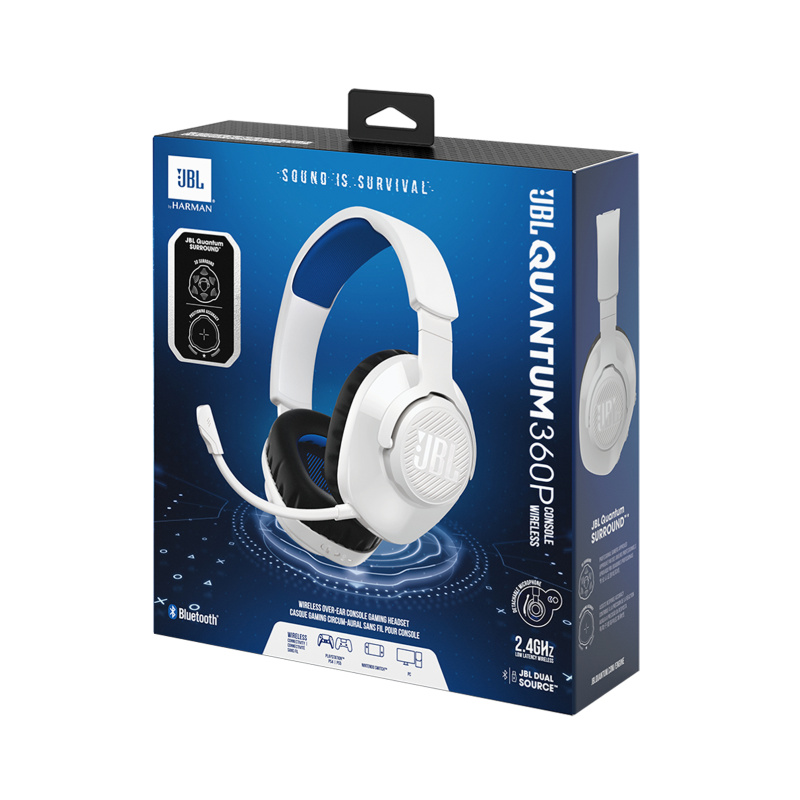JBL Quantum 360P Casque Sans fil Arceau Jouer USB Type-C Bluetooth Bleu, Blanc