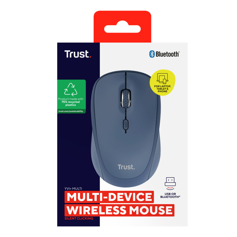 Trust Yvi+ souris Universel Ambidextre RF sans fil + Bluetooth Optique 1600 DPI