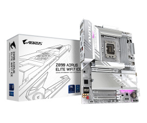 GIGABYTE Carte mère Z890 AORUS ELITE WIFI7 ICE - Prend en charge les processeurs Intel Core Ultra (Série 2), VRM à 16+1+2 phases, jusqu'à 8800MHz DDR5 (OC), 1xPCIe 5.0 + 3xPCIe 4.0, Wi-Fi 7, LAN 2.5GbE, Thunderbolt 4
