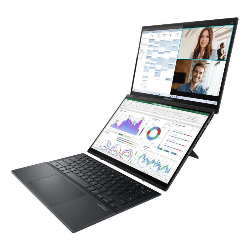 ASUS Zenbook Duo UX8406MA-QL357X Intel Core Ultra 7 155H Hybride (2-en-1) 35,6 cm (14") Écran tactile WUXGA 32 Go LPDDR5x-SDRAM 1 To SSD Wi-Fi 6E (802.11ax) Windows 11 Pro Gris
