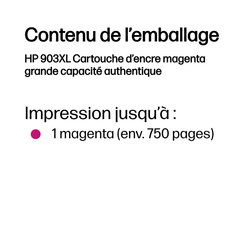 HP 903XL Cartouche d’encre magenta grande capacité authentique