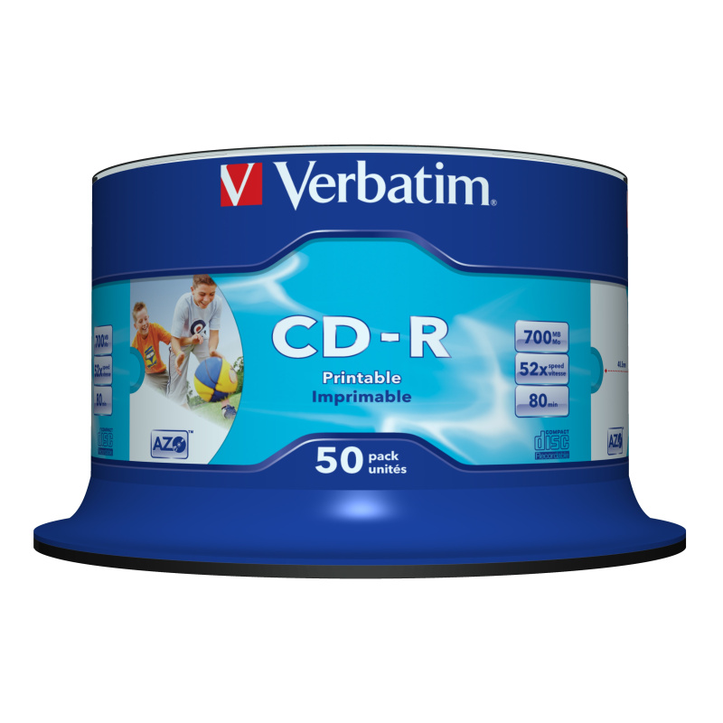 Verbatim CD-R AZO Wide Inkjet Printable no ID 700 Mo 50 pièce(s)