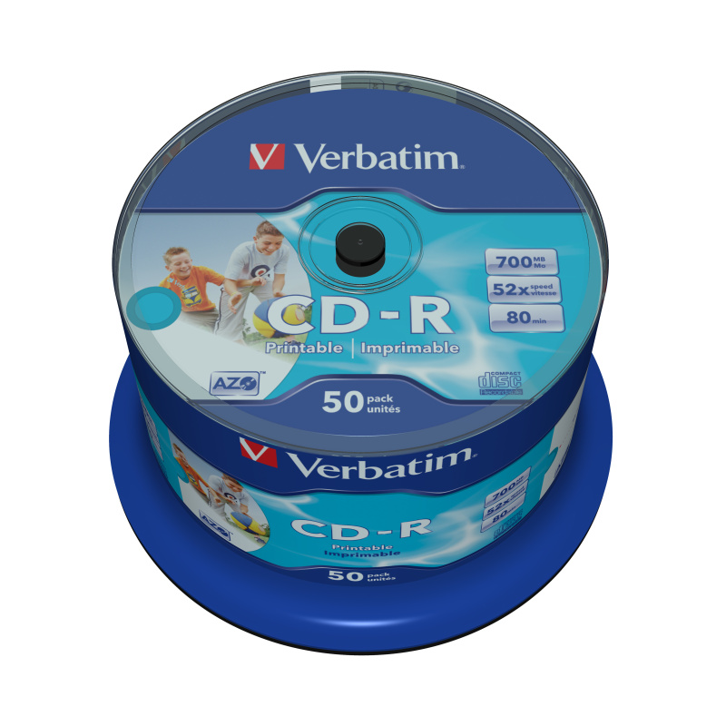 Verbatim CD-R AZO Wide Inkjet Printable no ID 700 Mo 50 pièce(s)