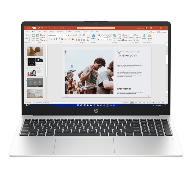 HP 255 G10 AMD Ryzen™ 5 7530U Ordinateur portable 39,6 cm (15.6") Full HD 16 Go DDR4-SDRAM 512 Go SSD Wi-Fi 6 (802.11ax) Windows 11 Pro Argent
