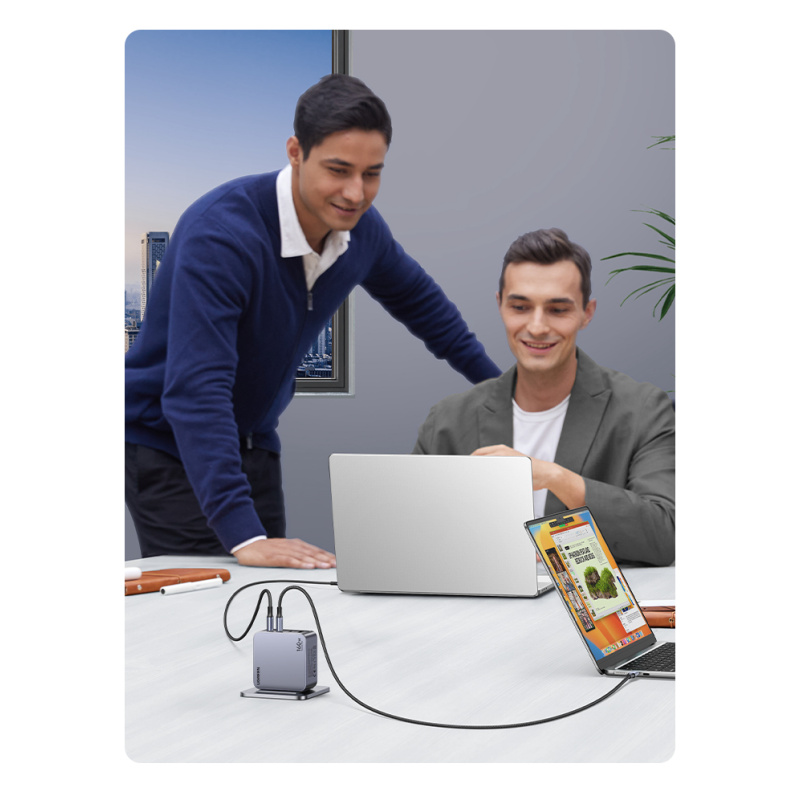 Ugreen Nexode Pro 160W GaN Charger with USB-C Cable Universel Noir, Gris Secteur Charge rapide Intérieure