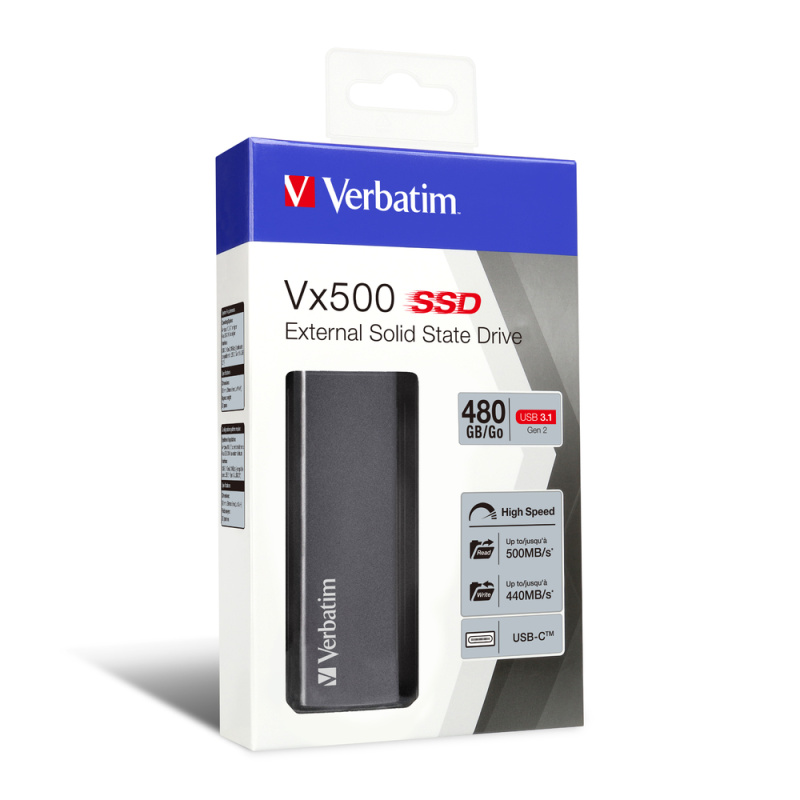 Verbatim Disque SSD externe Vx500 USB 3.1 Gén 2 480 Go