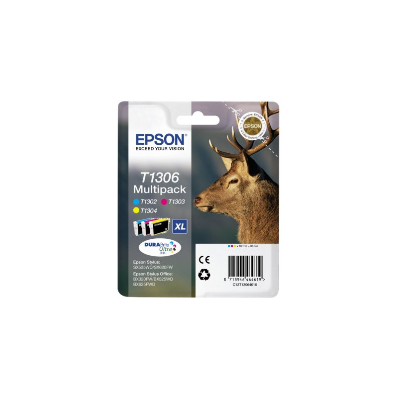 Epson Stag Multipack "Cerf" (T1306) - Encre DURABrite Ultra C, M, J (XL)