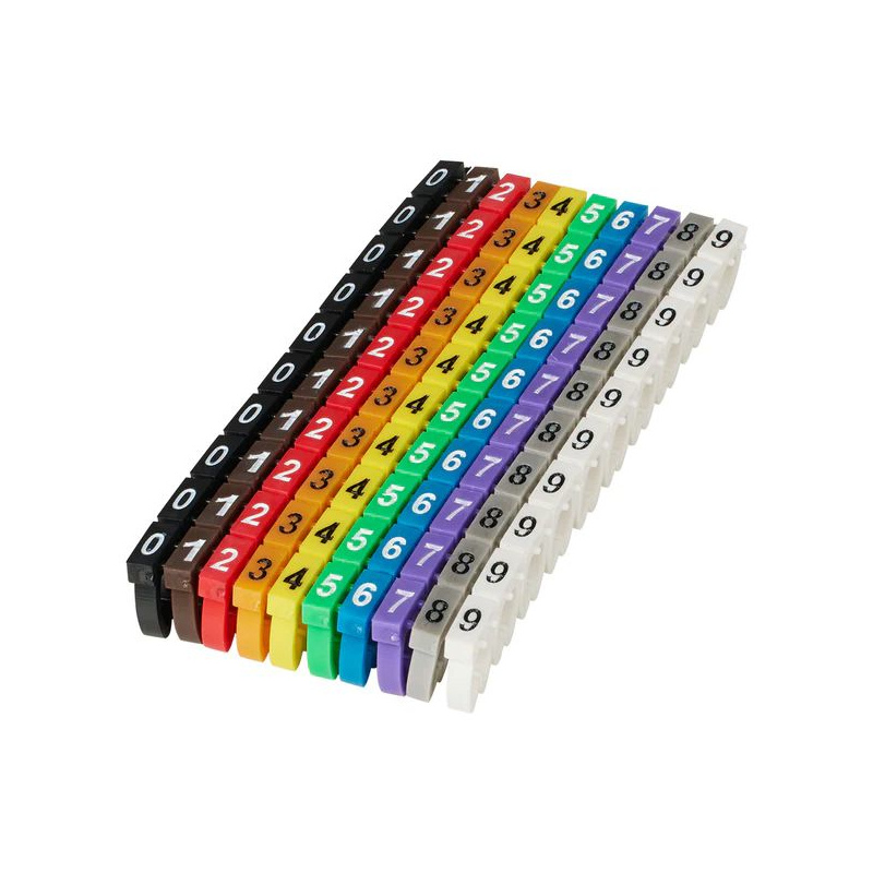 Microconnect MC-CABLEMARKER marqueur de câble Noir, Bleu, Marron, Vert, Gris, Orange, Rouge, Violet, Blanc, Jaune 100 pièce(s)