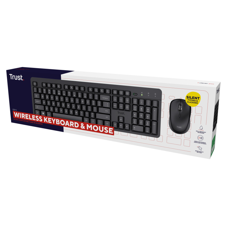 Trust Ody II clavier Souris incluse Universel RF sans fil QWERTY Anglais américain Noir