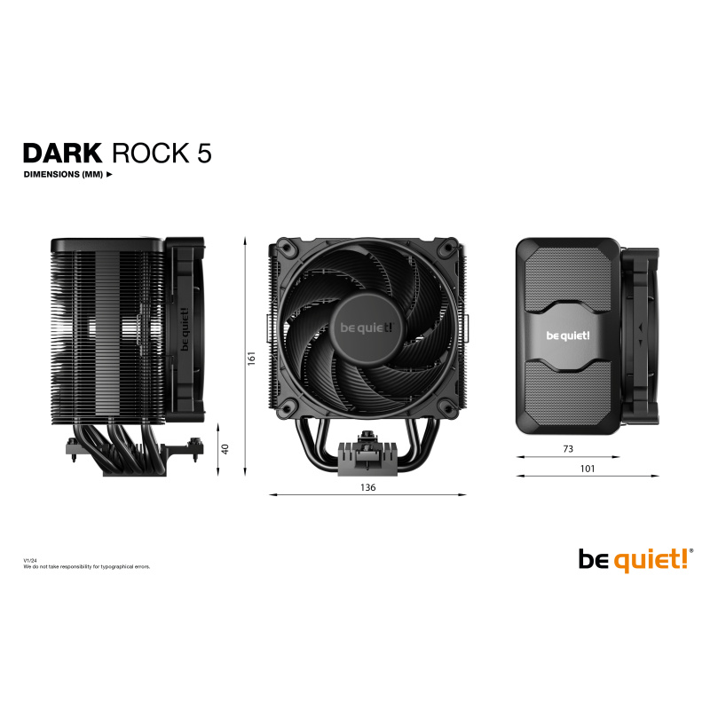 be quiet! Dark Rock 5 | Ventirad mono tour, socket Intel et AMD