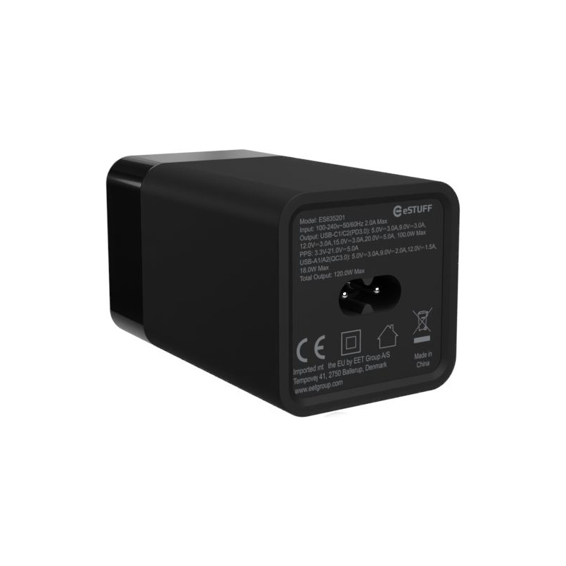 eSTUFF ES635201 chargeur d'appareils mobiles Ordinateur portable, Smartphone, Tablette, Universel Noir Secteur Intérieure