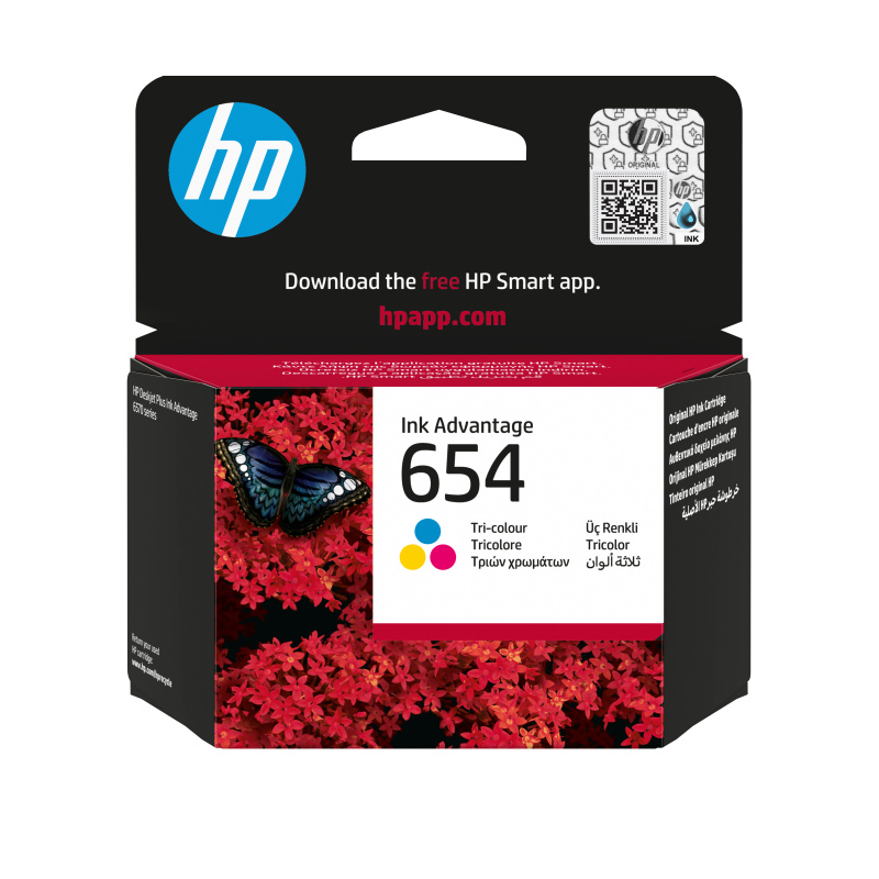 HP 654 Cartouche d’encre authentique économique Trois couleurs