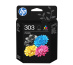 HP Pack de 2 cartouches authentiques d'encre noire/trois couleurs 303