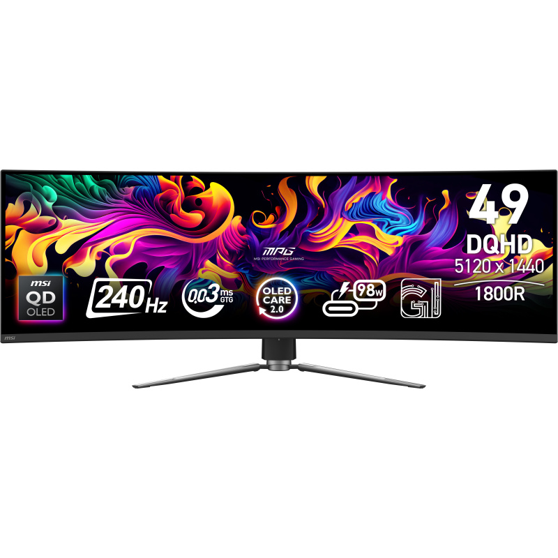 MSI MPG 491CQPX QD-OLED écran plat de PC 124,5 cm (49") 5120 x 1440 pixels Dual QHD Noir