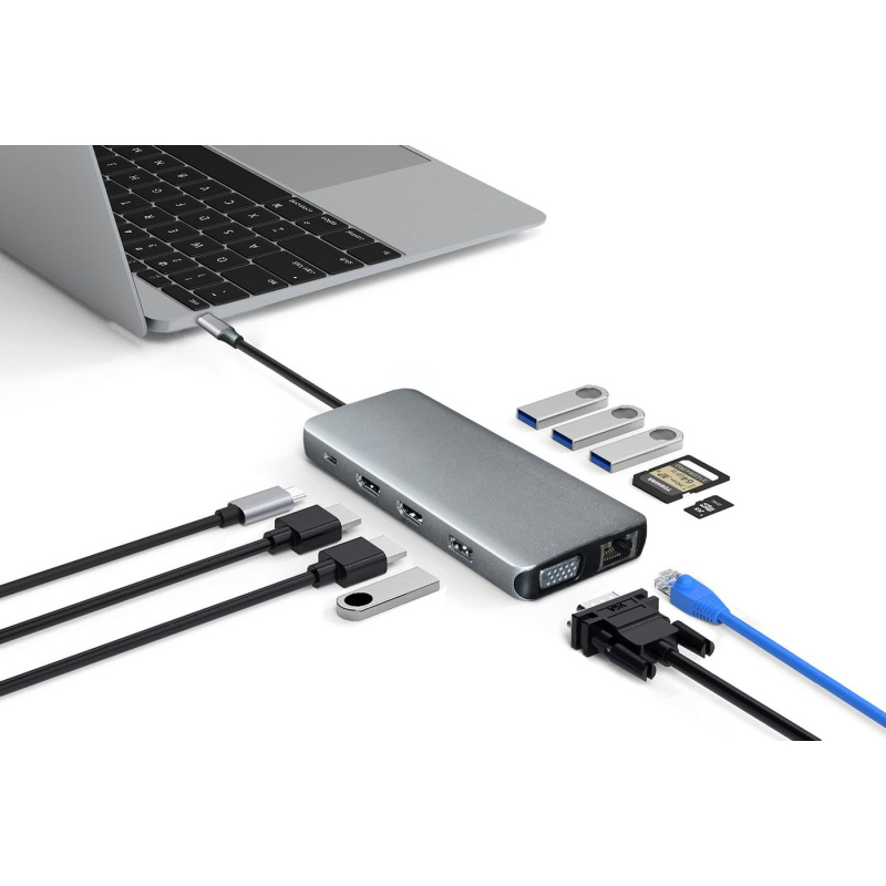 eSTUFF ES623009 hub & concentrateur USB 3.2 Gen 1 (3.1 Gen 1) Type-C 5000 Mbit/s Gris