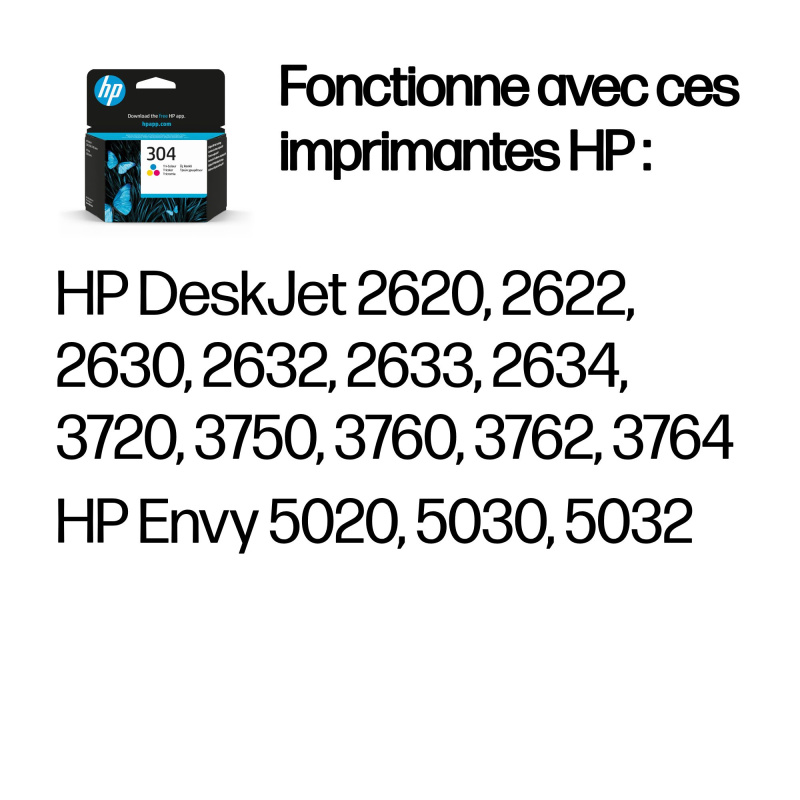 HP 304 Cartouche d’encre trois couleurs authentique