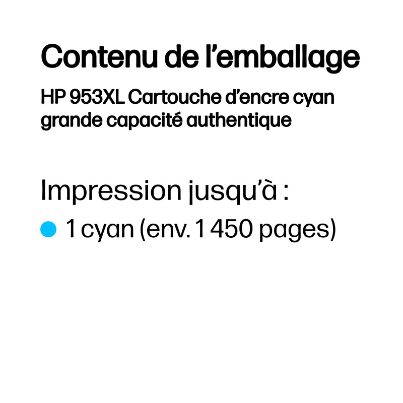HP 953XL Cartouche d’encre cyan grande capacité authentique