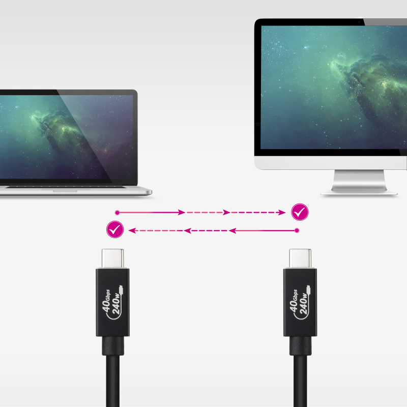 Nanocable 10.01.5001 câble USB USB4 Gen 3x2 1 m USB C 40 Gbit/s 240 W Noir