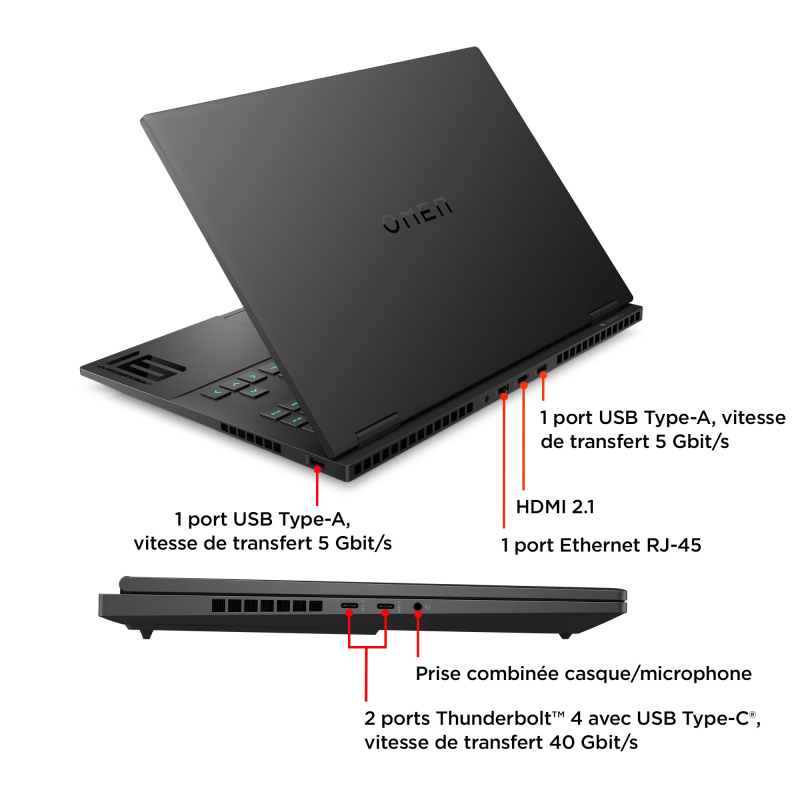 OMEN by HP OMEN Gaming Laptop 16-xf0061nf AMD Ryzen™ 9 7940HS Ordinateur portable 40,9 cm (16.1") Quad HD 32 Go DDR5-SDRAM 1 To SSD NVIDIA GeForce RTX 4070 Wi-Fi 6E (802.11ax) Windows 11 Home Noir