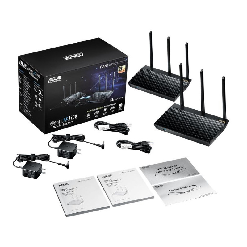 ASUS AiMesh AC1900 routeur sans fil Gigabit Ethernet Bi-bande (2,4 GHz / 5 GHz) Noir