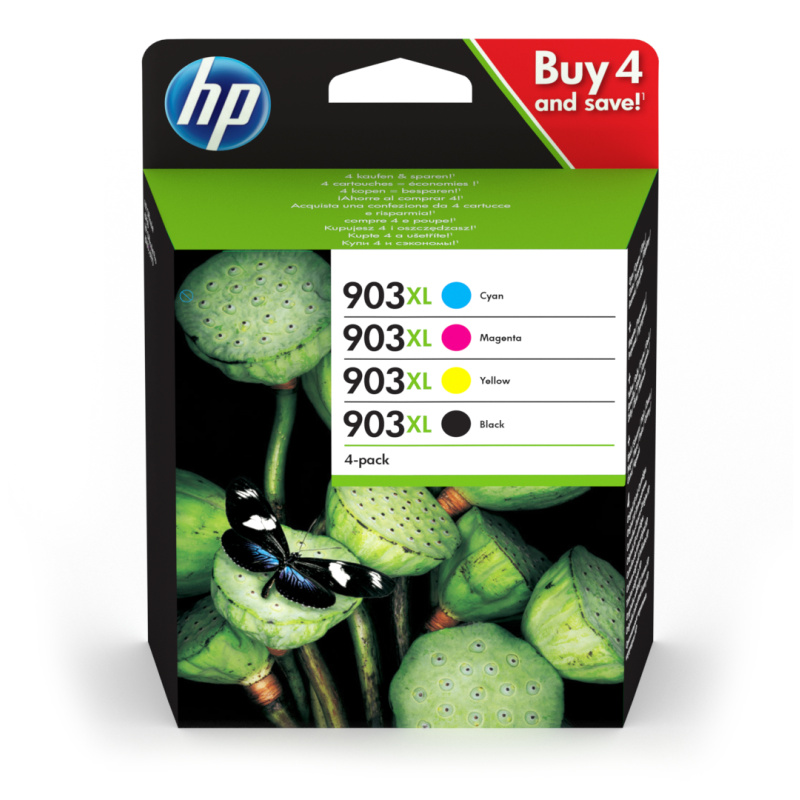 HP 903XL cartouche d'encre 4 pièce(s) Original Rendement élevé (XL) Noir, Cyan, Magenta, Jaune