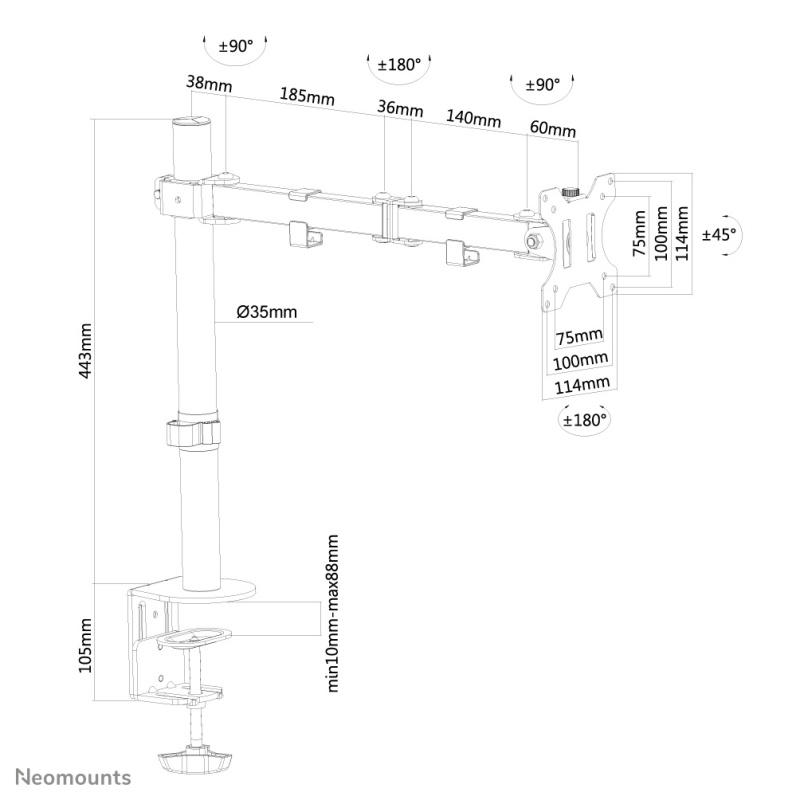 Neomounts FPMA-D550BLACK Support d'écran à fixer 10-32"