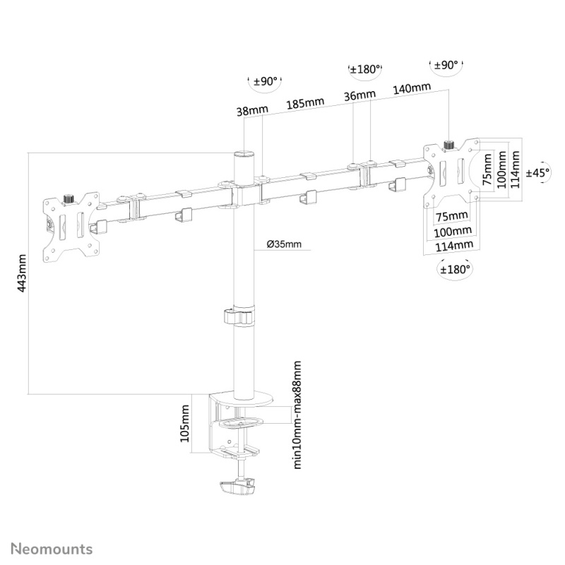 Neomounts FPMA-D550DBLACK Support d'écran à fixer 10-32"