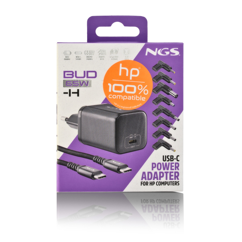 NGS BUD 65W-H Universel Noir Secteur Charge rapide Intérieure