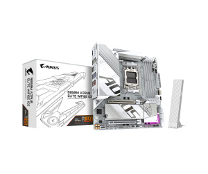 GIGABYTE B850M AORUS ELITE WIFI6E ICE Carte Mère - Processeurs AMD Ryzen Série 9000, 12+2+1 phases VRM numériques, jusqu'à 8200MHz DDR5 (OC), 1xPCIe 5.0 + 1xPCIe 4.0 M.2, LAN 2.5, WIFI 7, USB 3.2 Gen 2